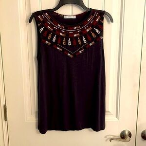 ACOS&A tank‎ top women’s Size Small dark gray Heather w/embroidered neck.